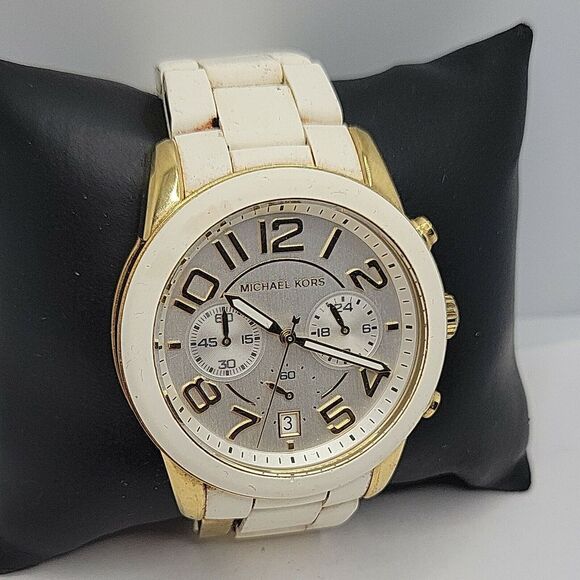 Michael Kors Mercer MK5889 Women's White Silicone Analog Dial Quartz Watch AM291 - Picture 4 of 11